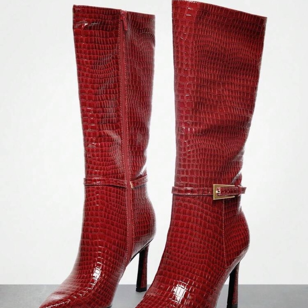 Boutique 9 Crimson Croc Heeled Boots
